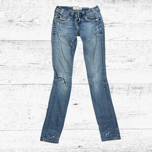 MEK Women's Distressed Blue Skinny Jeans